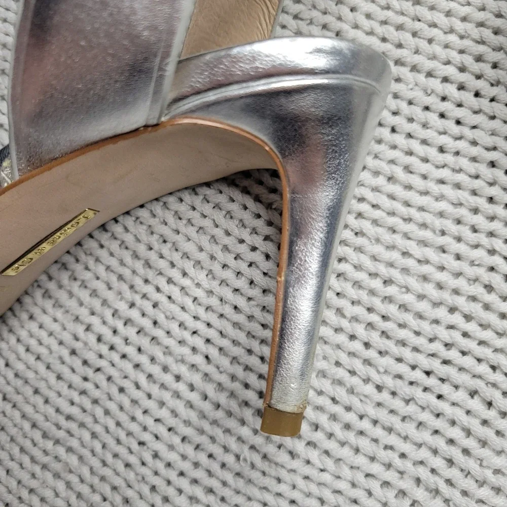 Louise et Cie Kota Metallic Silver Leather Ankle Strap Pointed Toe D Orsay 8.5